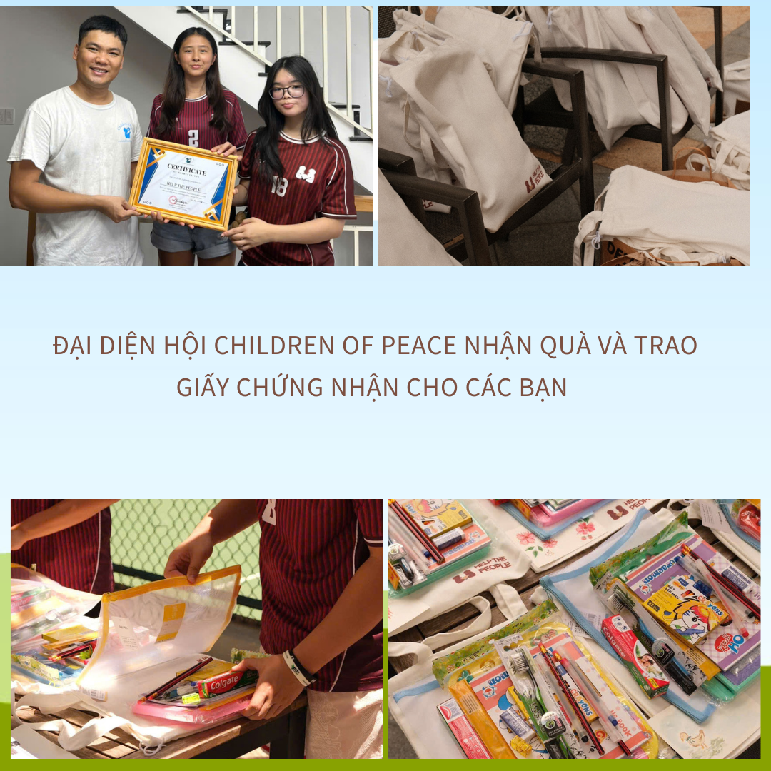 Đại diện hội COPI-Việt Nam trao chứng nhận cho các em